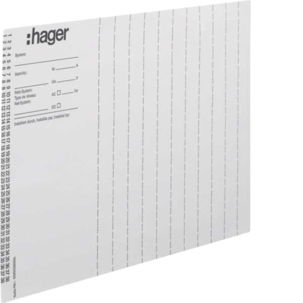 Hager ZZ90B Beschriftungsbögen universZ Installationsnummer DIN A4 10Stück