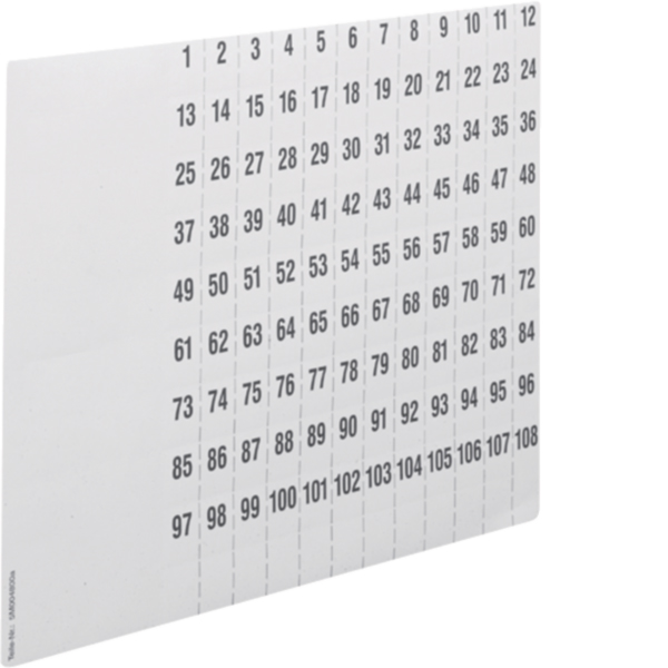Hager ZZ90C Beschriftungsbögen universZ Nummerierung 1-108 DIN A4 10Stück