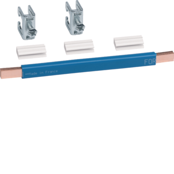 Hager N75B CU-Schiene universZ 180x9x6mm 35qmm blau lamelliert m.2xKlemmen