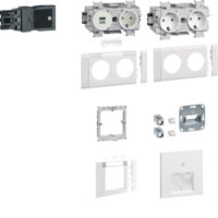 Hager GAPSET1 1Arbeitsplatz m.3Std+USB Charger 15W 2xRJ45 Cat.6A verkehrsweiß