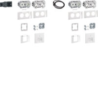 Hager GAPSET2 2Arbeitsplätze je 3Std+USB Charger 15W 2xRJ45 Cat.6A verkehrsweiß