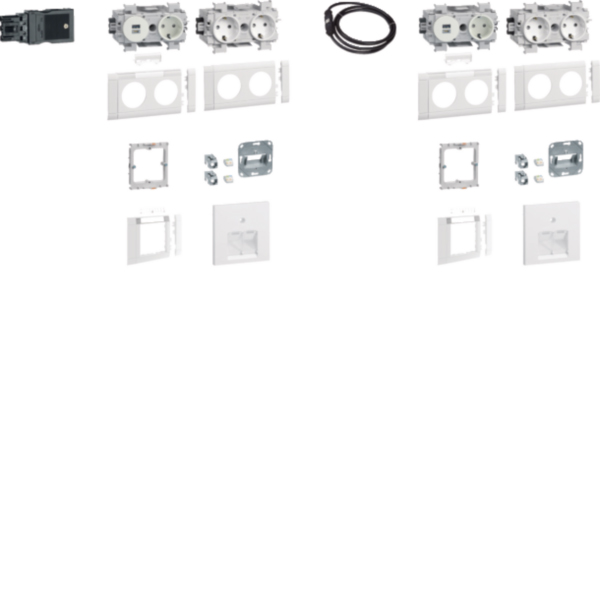 Hager GAPSET2 2Arbeitsplätze je 3Std+USB Charger 15W 2xRJ45 Cat.6A verkehrsweiß