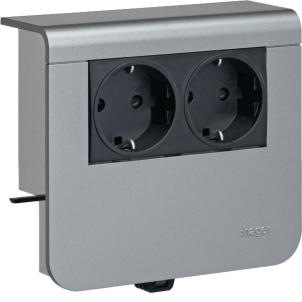 Hager SL20055900D1 Geräteträger Steckdose 2-fach 20x55mm Dekor Aluminium