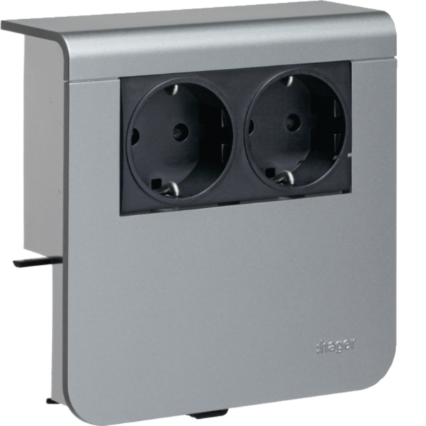 Hager SL20080900D1 Geräteträger Steckdose 2-fach 20x80mm Dekor Aluminium