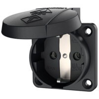 Mennekes 11032 Anbaudose SCHUKO schwarz 16A 2p+PE 230V IP54 mit Klappdeckel. Einf unten