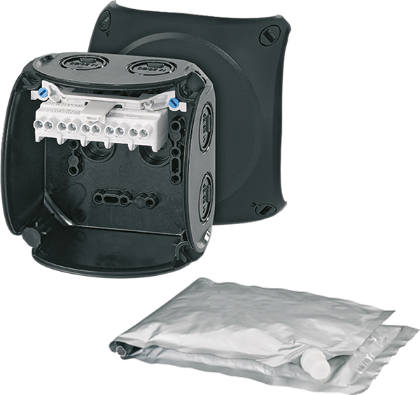 Hensel Hensel WP 0404B Kabelabzweigkasten WD schwarz 1,5-4qmm 3ph 6qmm 1ph 5polig wasserdicht