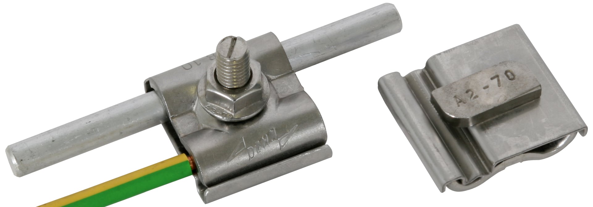 Dehn Dehn 540249 UEK 8.10 AQ4 50 HKSM8X25 V2A UNI-Erdungsklemme NIRO für Rd 8-10mm