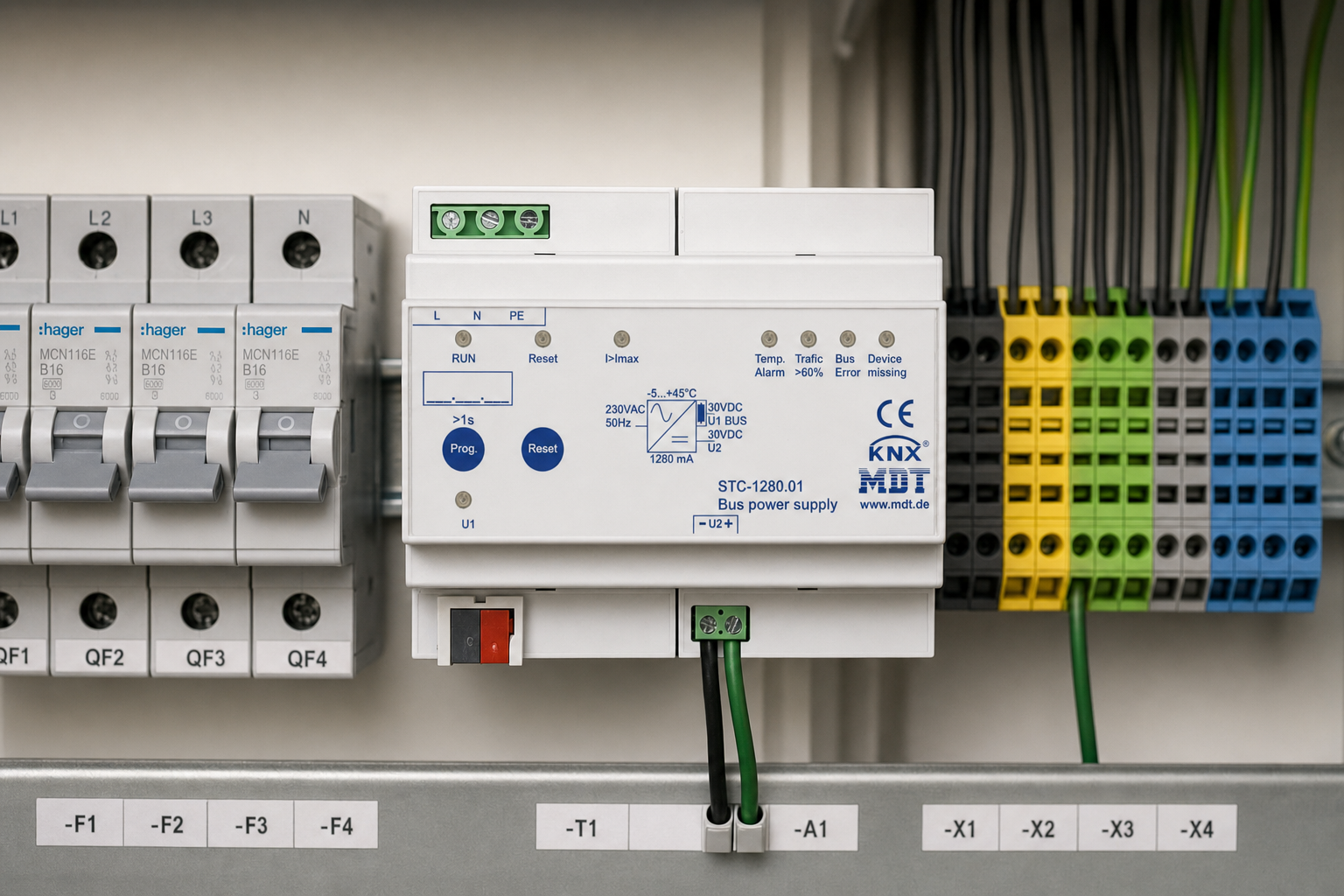 MDT KNX Spannungsversorgung STV STC STR auf Hutschiene im Verteiler