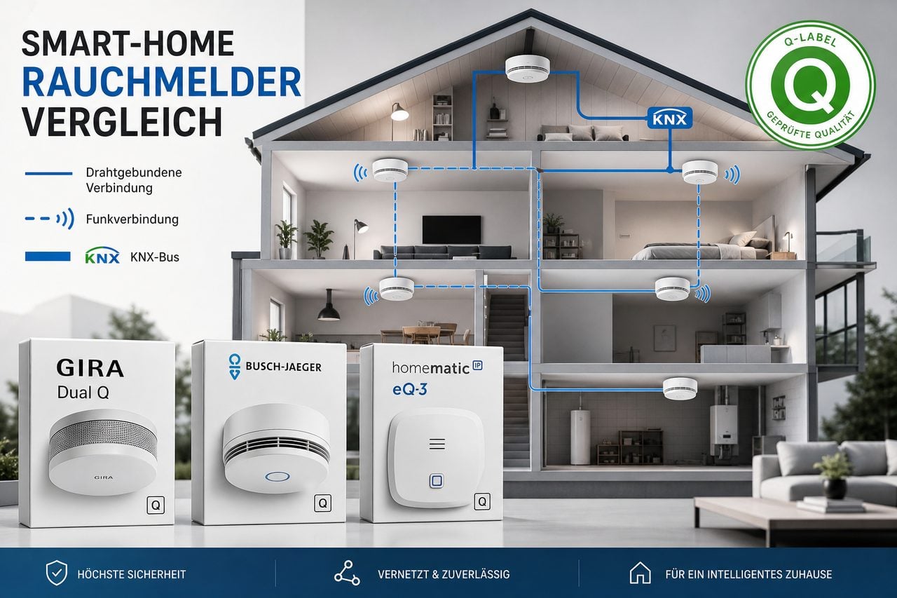 Vernetzte Rauchmelder im Vergleich: Gira Dual Q, Busch-Jaeger und Homematic IP