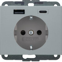 BERKER Steckdose 1-fach alu matt 1USB-A 1USB-C 48147003 Unterputz mit BS USB IP20