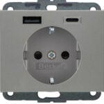 BERKER Steckdose 1-fach Edelstahl matt 1USB-A Unterputz 48147004 1USB-C mit BS USB IP20