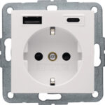 BERKER Steckdose 1-fach weiß glänzend 1USB-A 1USB-C 48148982 Unterputz mit BS USB IP20