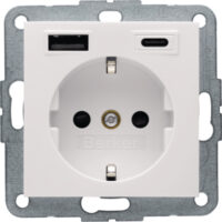 BERKER Steckdose 1-fach weiß glänzend 1USB-A 1USB-C 48148982 Unterputz mit BS USB IP20