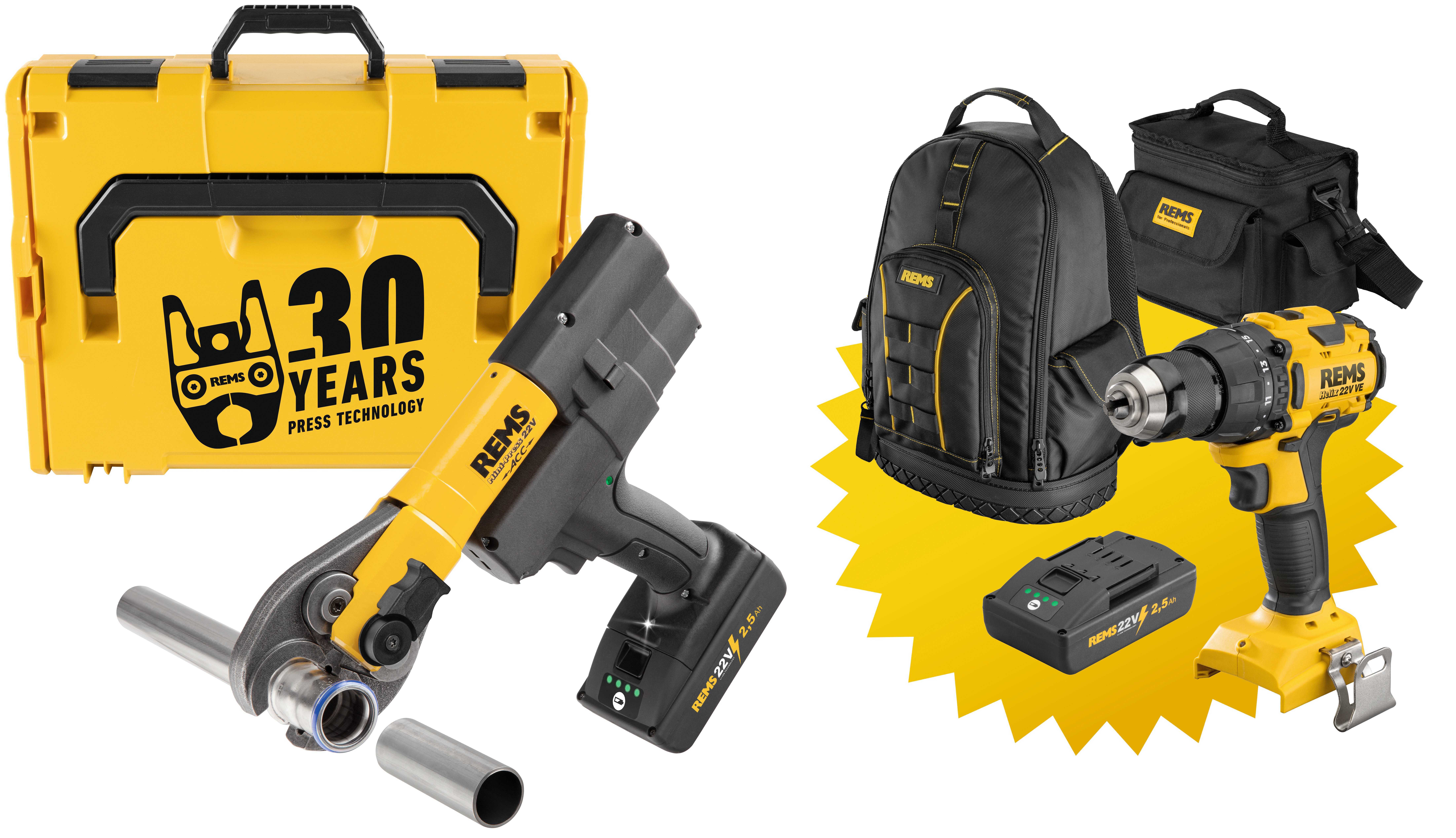 Rems REMS Mini-Press 22V ACC L-Boxx Helix+Akku2,5Ah +Rucksack 578X27 R30J