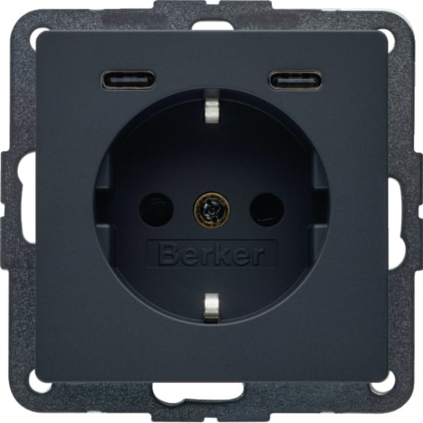 BERKER Steckdose 1-fach anthrazit samt 2USB-C Unterputz 48156086 mit BS USB IP20