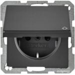 BERKER Steckdose 1-fach schwarz matt Unterputz mit BS Klappdeckel MAN0204723 Euro-Steck IP20