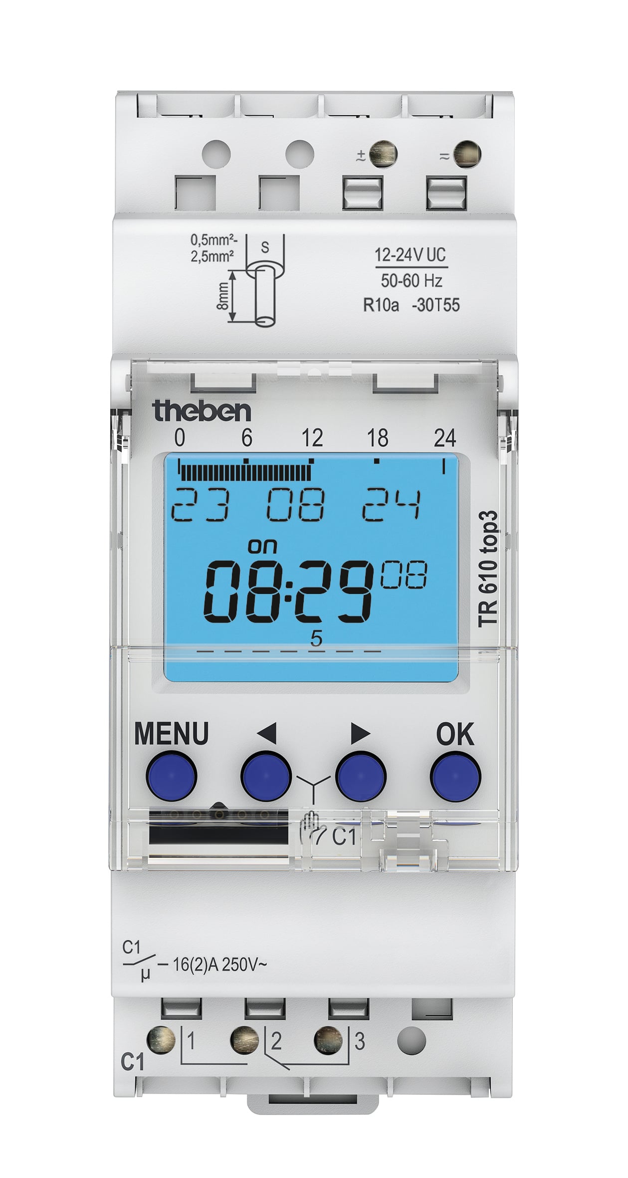 Theben THEBEN Schaltuhr digi 12-24VUC 1kan 2TE TR 610 top3 12-24 V 87660h REG 24h Prog