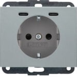 BERKER Steckdose 1-fach alu matt 2USB-C Unterputz USB 48157003 mit BS IP20