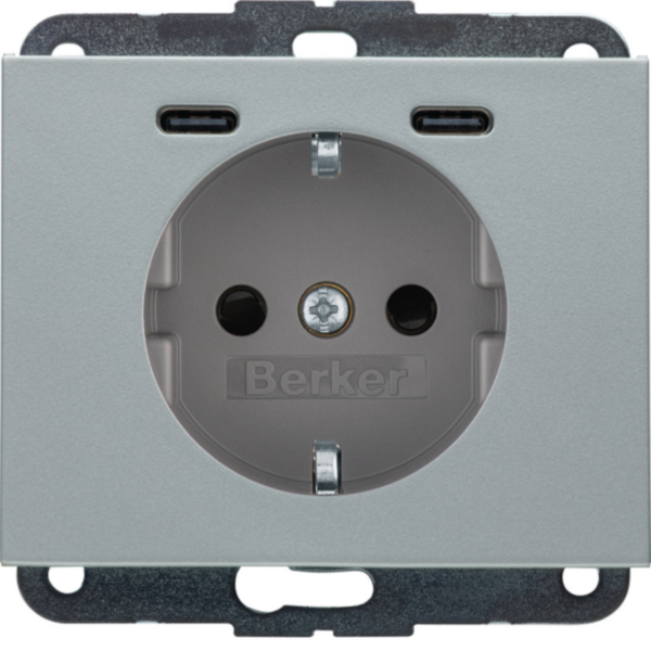 BERKER Steckdose 1-fach alu matt 2USB-C Unterputz USB 48157003 mit BS IP20
