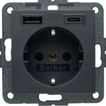 BERKER Steckdose 1-fach anthrazit matt 1USB-A Unterputz 48141606 1USB-C mit BS USB IP20