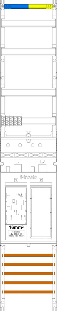 F-TRONIC Komplettfeld 1Z 1R eHZ mit Verdr ER9-16 1350x250mm SS_5p 300mm