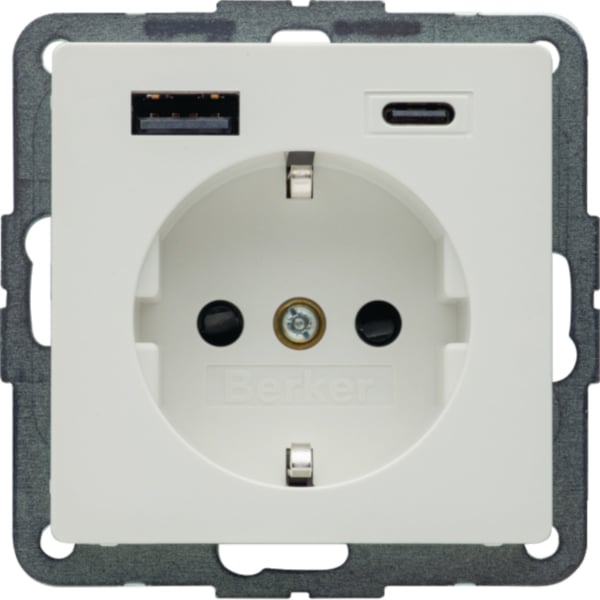 BERKER Steckdose 1-fach polws samt 1USB-A Unterputz 48146089 1USB-C mit BS USB IP20
