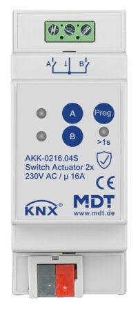 MDT Schaltaktor KNX REG 2TE 2-fach 16A 230V AKK-0216.04S
