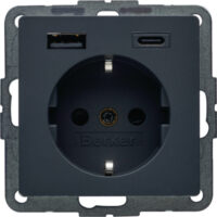 BERKER Steckdose 1-fach anthrazit samt 1USB-A Unterputz 48146086 1USB-C mit BS USB IP20
