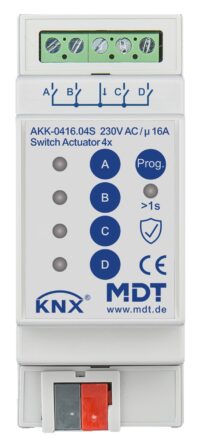 MDT Schaltaktor KNX REG 2TE 4-fach 16A 230V AKK-0416.04S