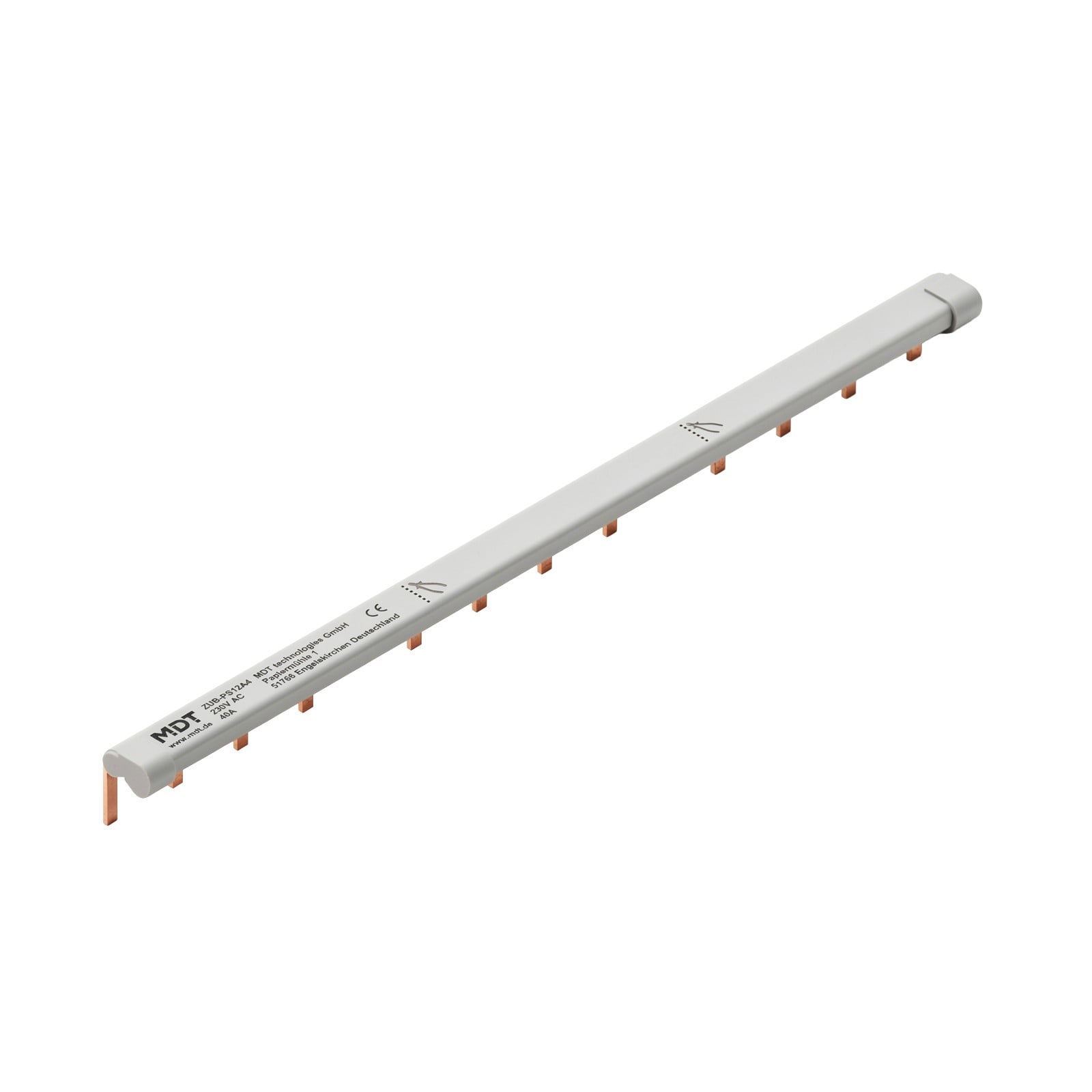 MDT Phasenschiene 1ph 194mm 6qmm 40A Stift ZUB-PS12A4