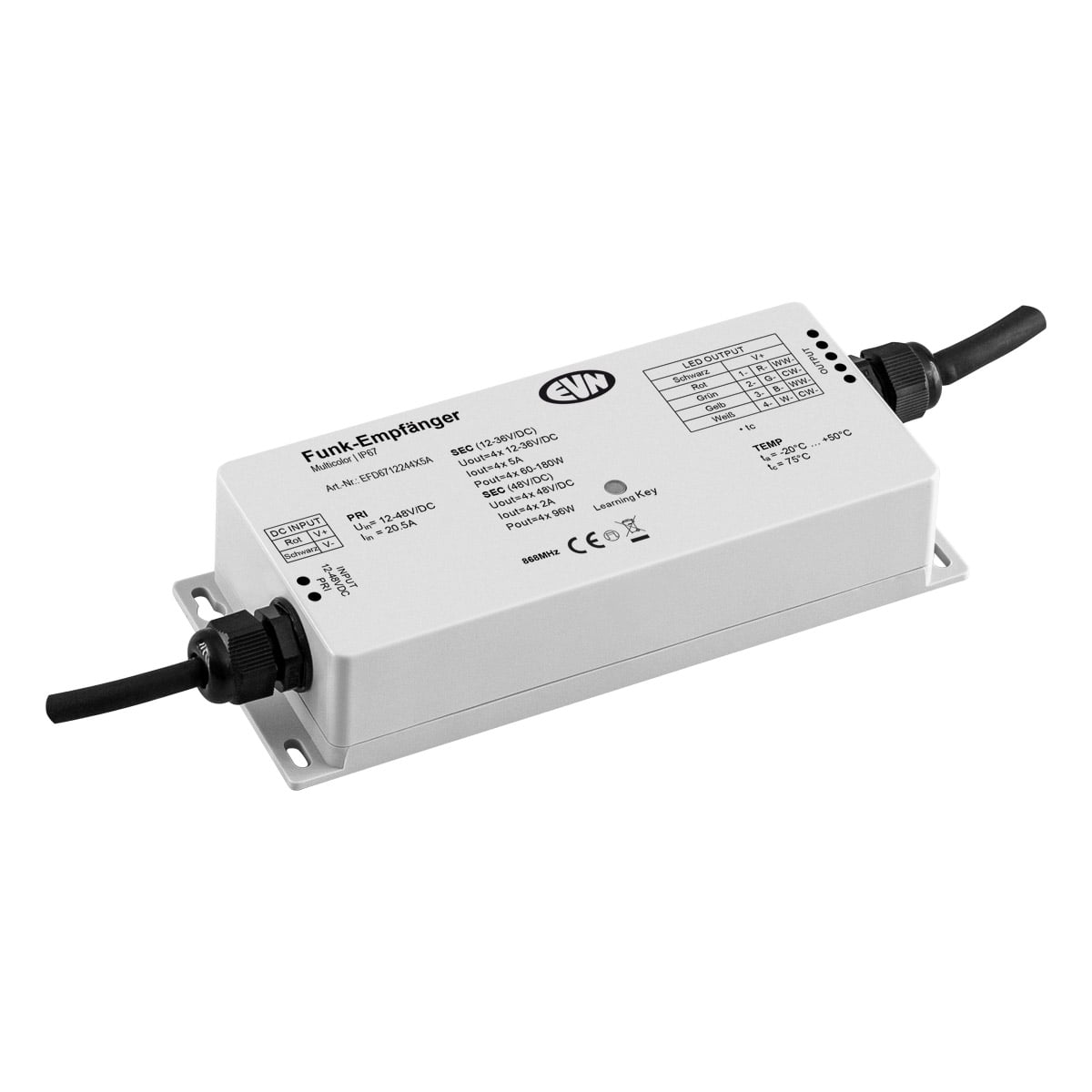 EVN Lichttechnik LED-Funk-Steuerung 868MHZ 12-36V IP67 EFD6712244X5A
