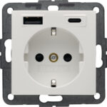 BERKER Steckdose 1-fach polws glänzend 1USB-A Unterputz 48148989 1USB-C mit BS USB IP20