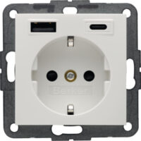 BERKER Steckdose 1-fach polws glänzend 1USB-A Unterputz 48148989 1USB-C mit BS USB IP20