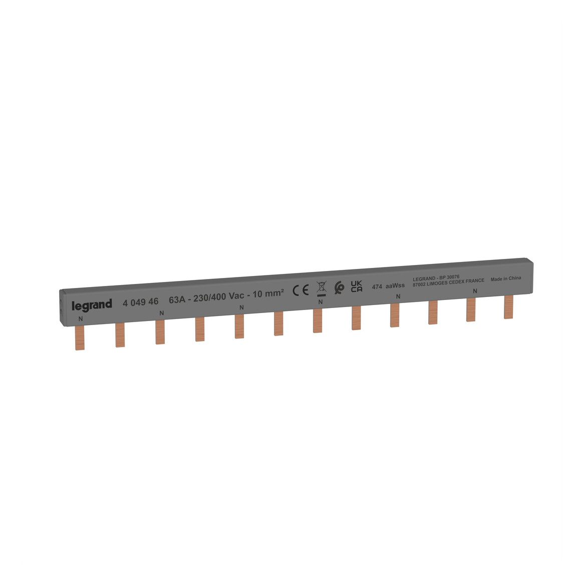 Legrand Legrand 404946 Stiftkammschiene 2p 12 TE q=10 mm² f.2p FI o.2p FI/LS-Schalter