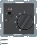BERKER Raumtemperaturregler Unterputz anthrazit samt MAN0206223 Basis+zentr Abdeckpl LED
