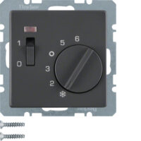 BERKER Raumtemperaturregler Unterputz anthrazit samt MAN0206223 Basis+zentr Abdeckpl LED