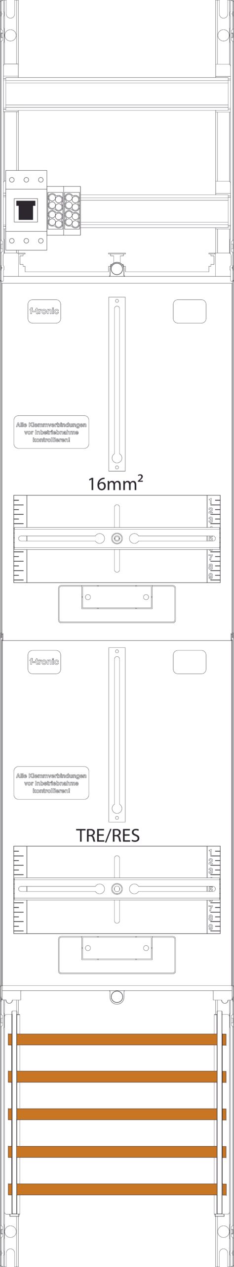 F-TRONIC Komplettfeld Zählerfeld ZR6-16-HSP, H=1 ZR6-16-HSP