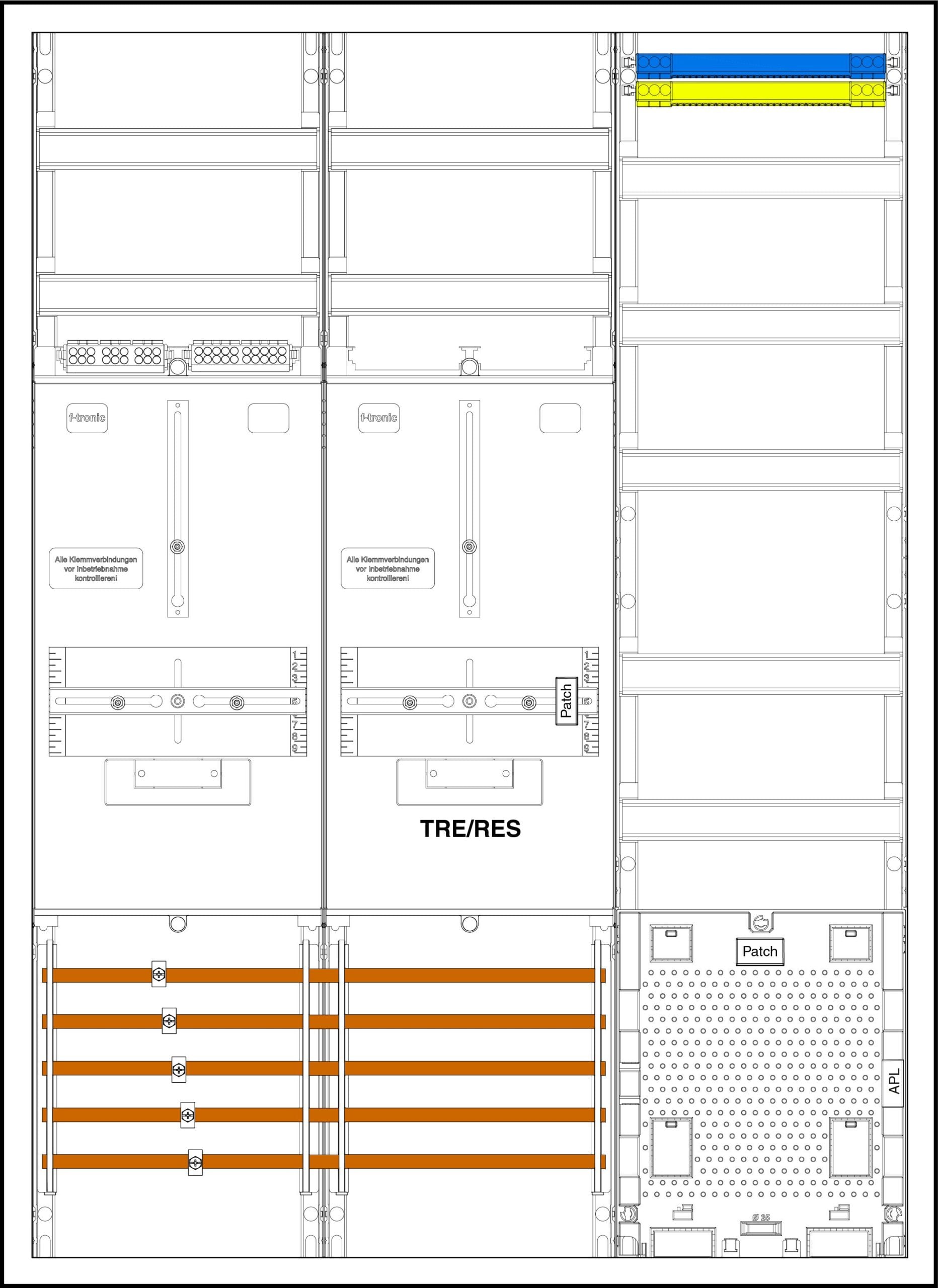 F-TRONIC Komplettschrank Aufputz 1Z 1TSG 1stö 3HZ731TAPZ 3Feld IP43 SS_5p