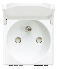 BTicino N4145 LivingLight Steckdose franz. mit Klappdeckel SK Weiß
