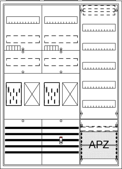 ABB STRIEBEL&amp;JOHN Komplettschrank Aufputz/Unterputz 2Z BA37CG eHZ 3Feld IP31 SS_5p