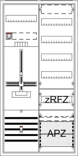 ABB STRIEBEL&amp;JOHN Komplettschrank Aufputz/Unterputz 1Z DA27CBE 1stö 2Feld IP31 16qmm SS_5p