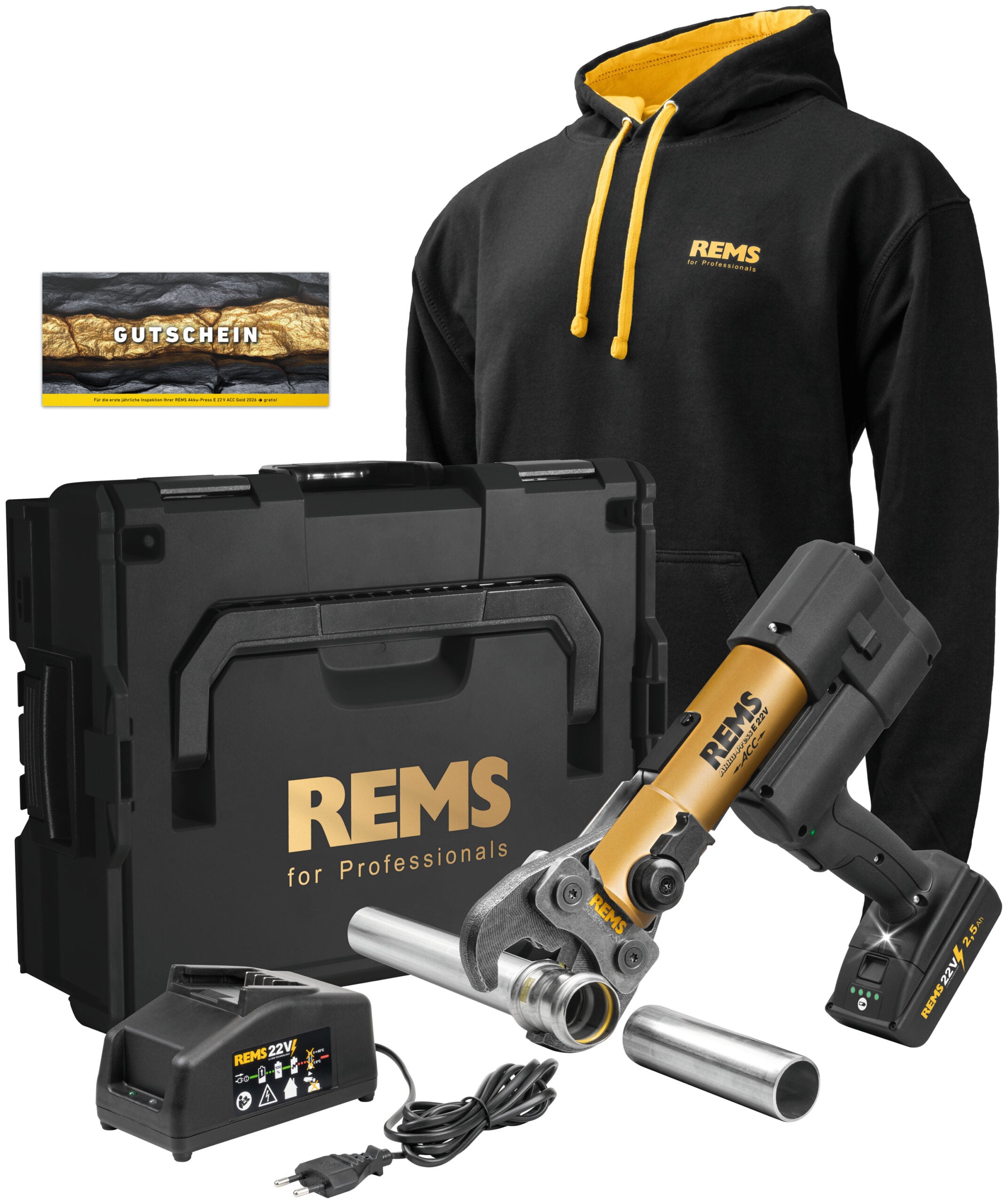 Rems REMS Akku-Press E 22V ACC Gold Basic-Pack Hoodie Gutsch. 576X17 RG220