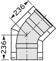 Bogen 45 Grad DN 300/200 Edelstahl für Abgassystem Fassade DN 200