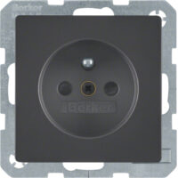 BERKER Steckdose 1-fach schwarz samt Unterputz mit BS IP20 MAN0205223 DK-Norm horizontal/vertikal
