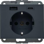 BERKER Steckdose 1-fach anthrazit matt 1USB-A Unterputz 48147006 1USB-C mit BS USB IP20
