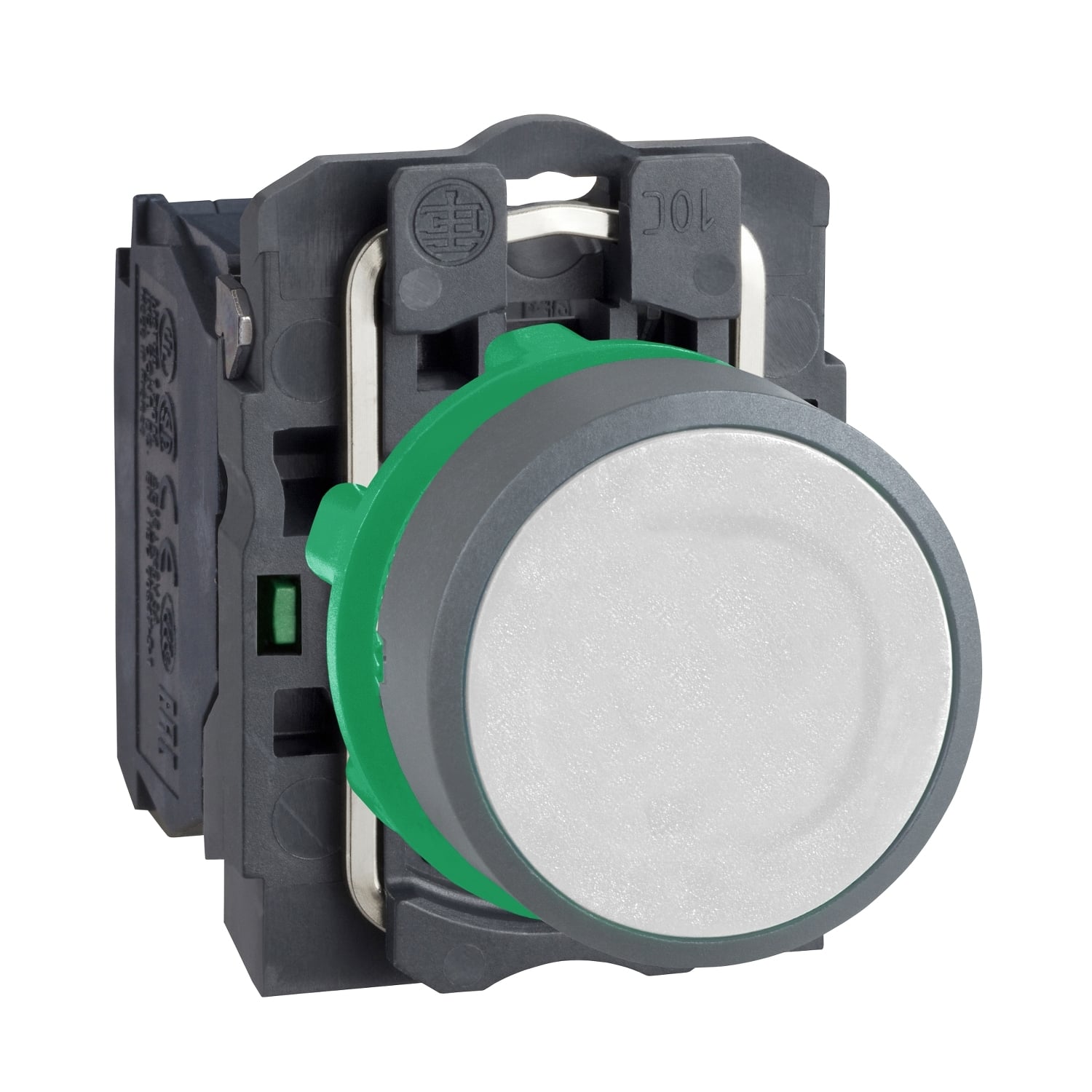 Schneider XB5AA11C0 Drucktaster, kompl, Kunststoff, tastend, weiss, 22mm, 1S