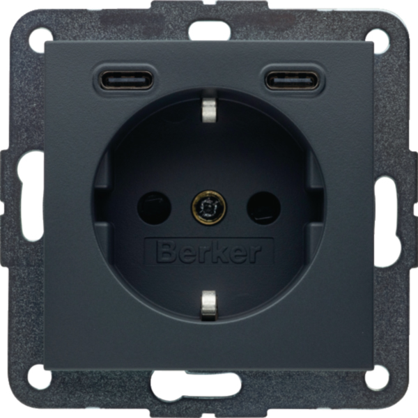 BERKER Steckdose 1-fach anthrazit matt 2USB-C Unterputz 48151606 mit BS USB IP20