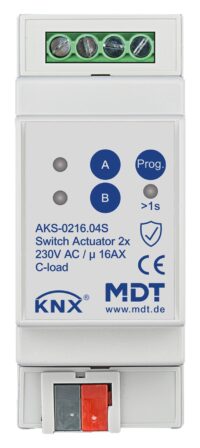 MDT Schaltaktor KNX REG 2TE 2-fach 16A 230V AKS-0216.04S