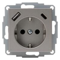 Kopp HK07 -Schutzkontakt-Steckdose USB A/C Anschluss Farbe:stahl