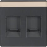 BERKER Zentralplatte RJ45 2-fach schwarz samt MAN0206823 Schraubbef mit Staubschutz